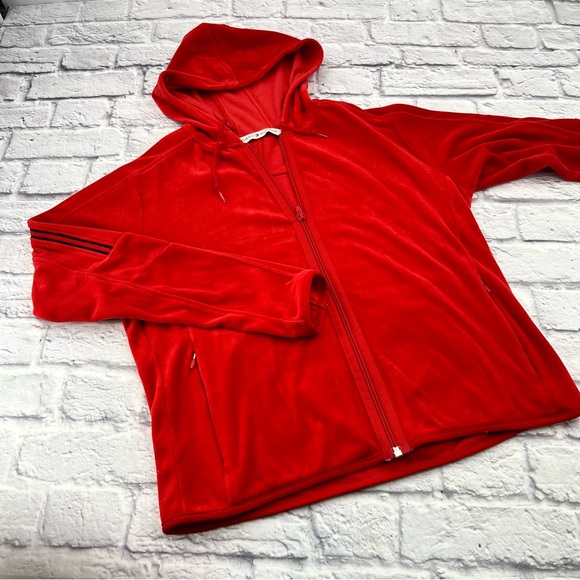 Tommy Hilfiger Jackets & Blazers - Tommy Hilfiger XL Classic Velour Full Zip Up Hoodie Red Soft & Cozy